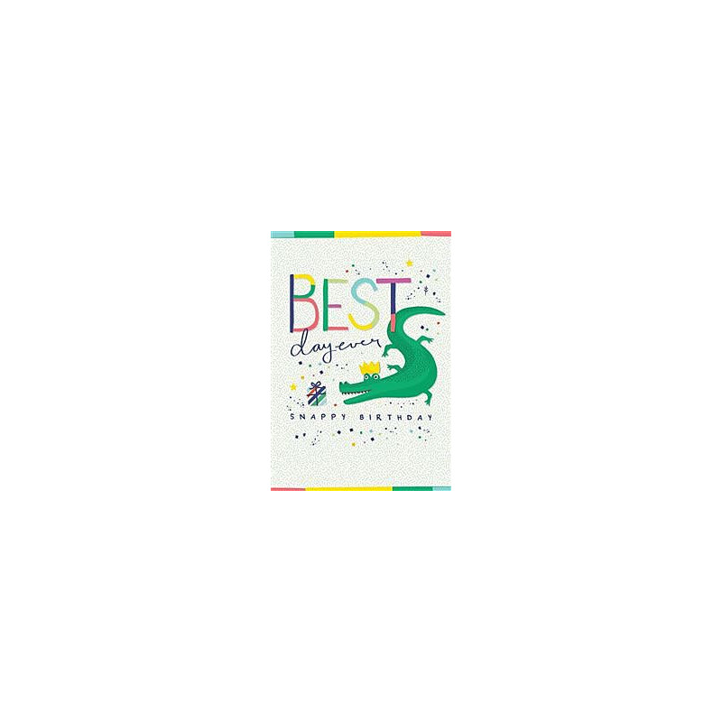 Birthday Kids Male Croc Wearing Crown and Present Greeting Card Tiny Friends