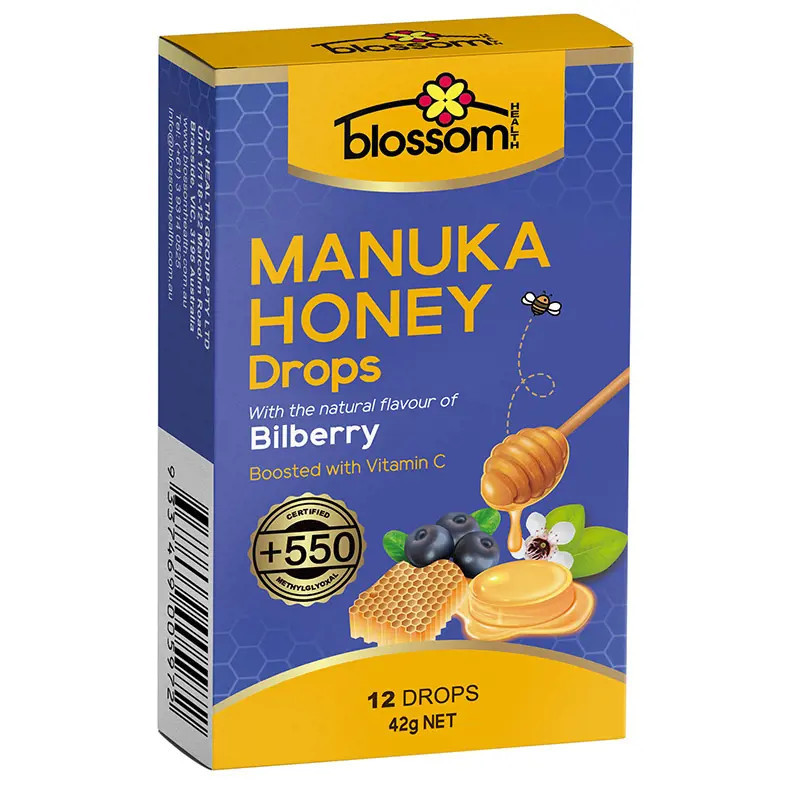 Blossom Health Manuka Honey Drops MGO 550+ Bilberry & Vit C 12 Pack