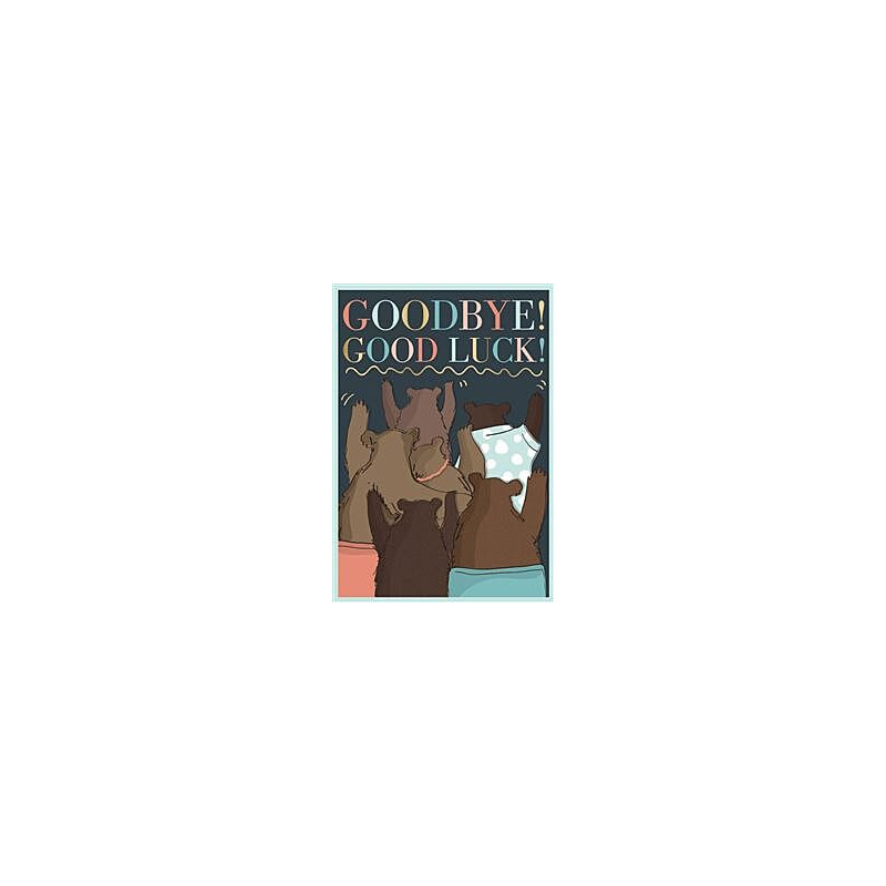 Bye and Luck Bears Waving Greeting Card