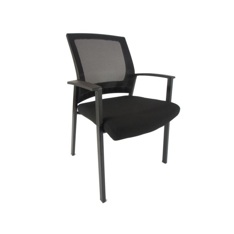 ARAGON Upholstered Mesh Back Arms Stacking Visitor Chair