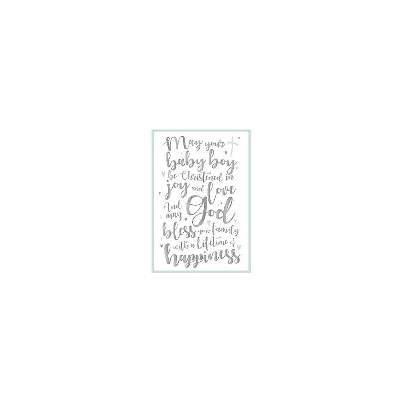 Christening Typography with Hearts Greeting Card