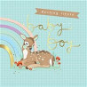 Deer with Rainbow on Blue Check Background Greeting Card LOLS
