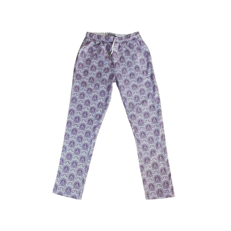 Amethyst Abstract Cotton Lounge Pant - Purple/White