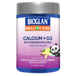 Bioglan Healthy Kids Calcium, D3 With Magnesium and Zinc 50 Chewable Tablets