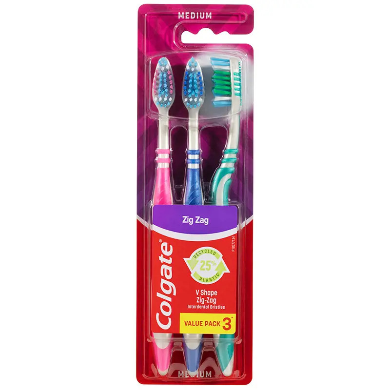 Colgate Zig Zag Manual Toothbrush Medium 3 Pack