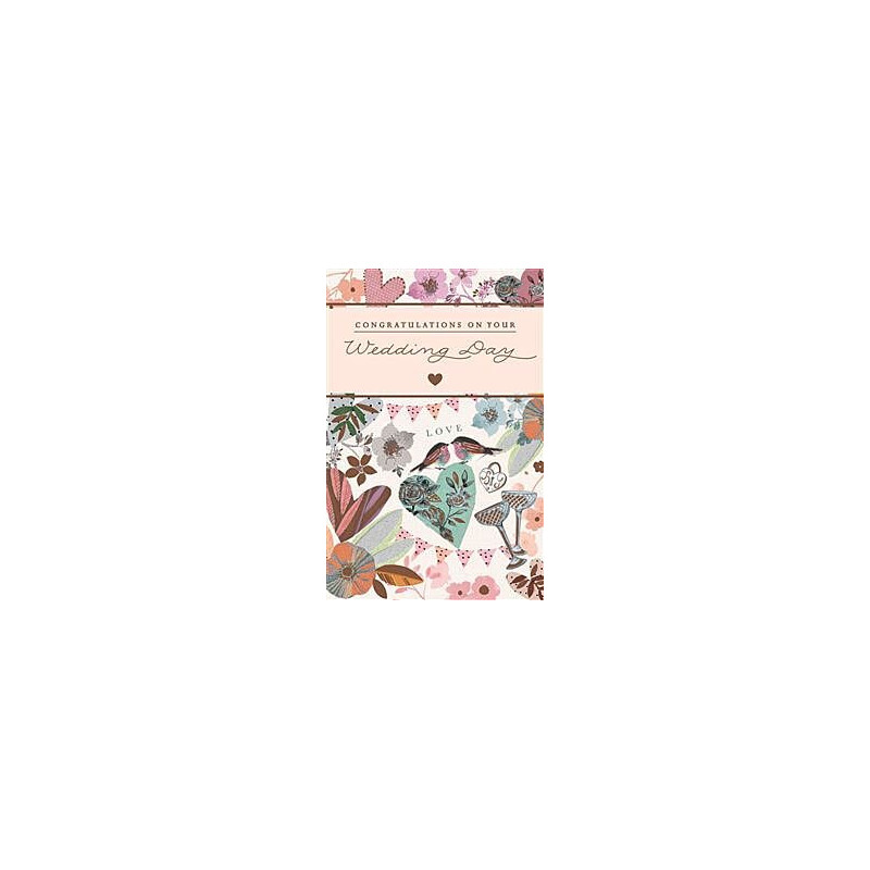 Autumn Tones Hearts Birds and Glasses Greeting Card