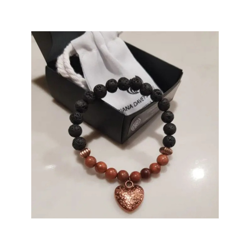 Copperheart Bracelet Black Lava Stone and Camphor Wood bracelet