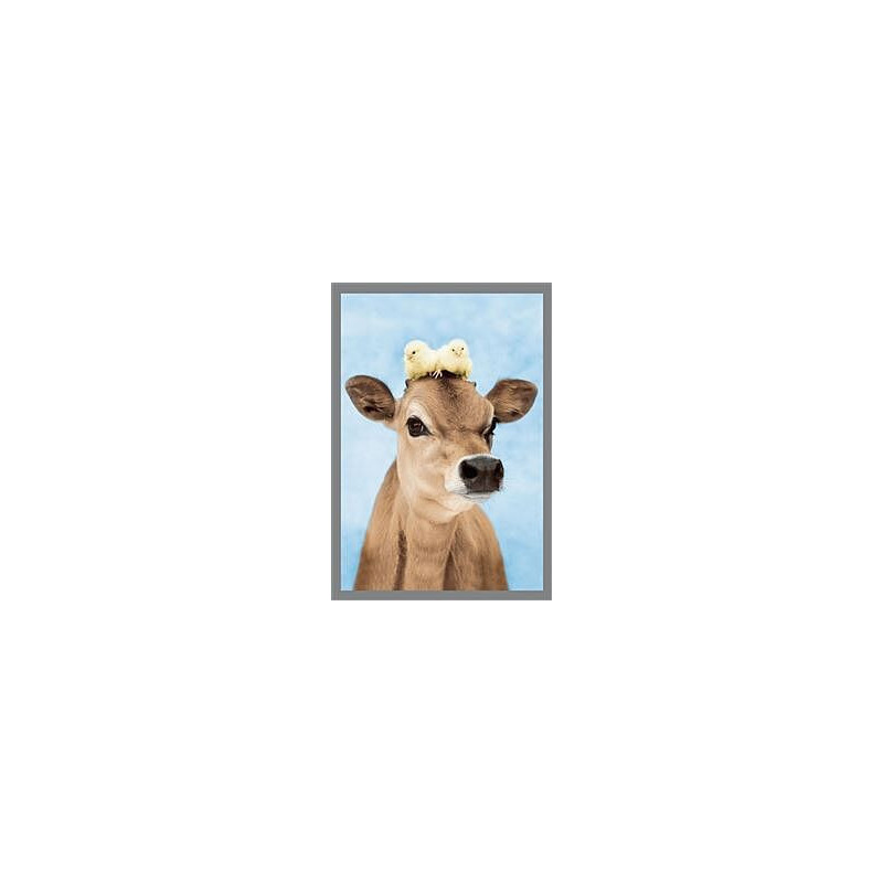 Cow with Chicks on Head Greeting Card Rachael Hale