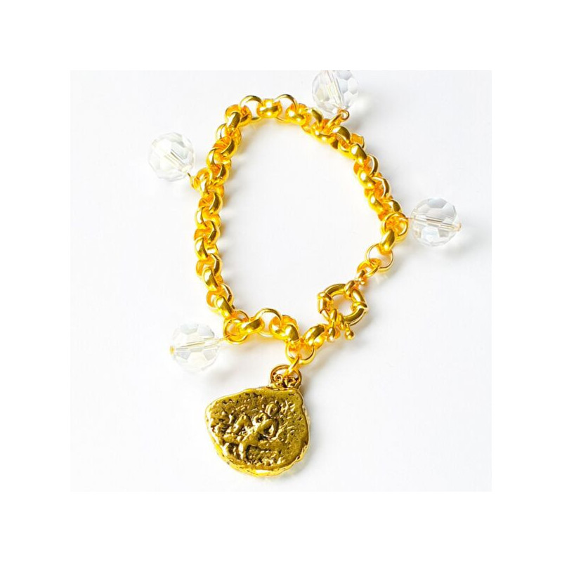 Crystal And Cream Pearl Byzantine Coin Lady Bracelet