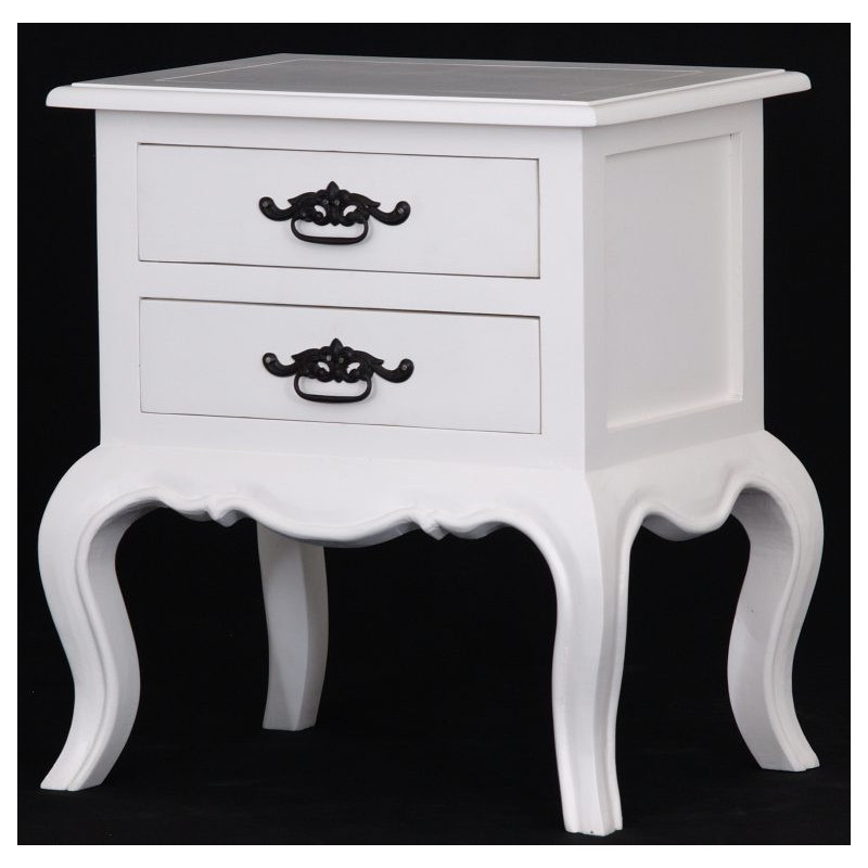 CT 2 Drawer French Lamp Table in White
