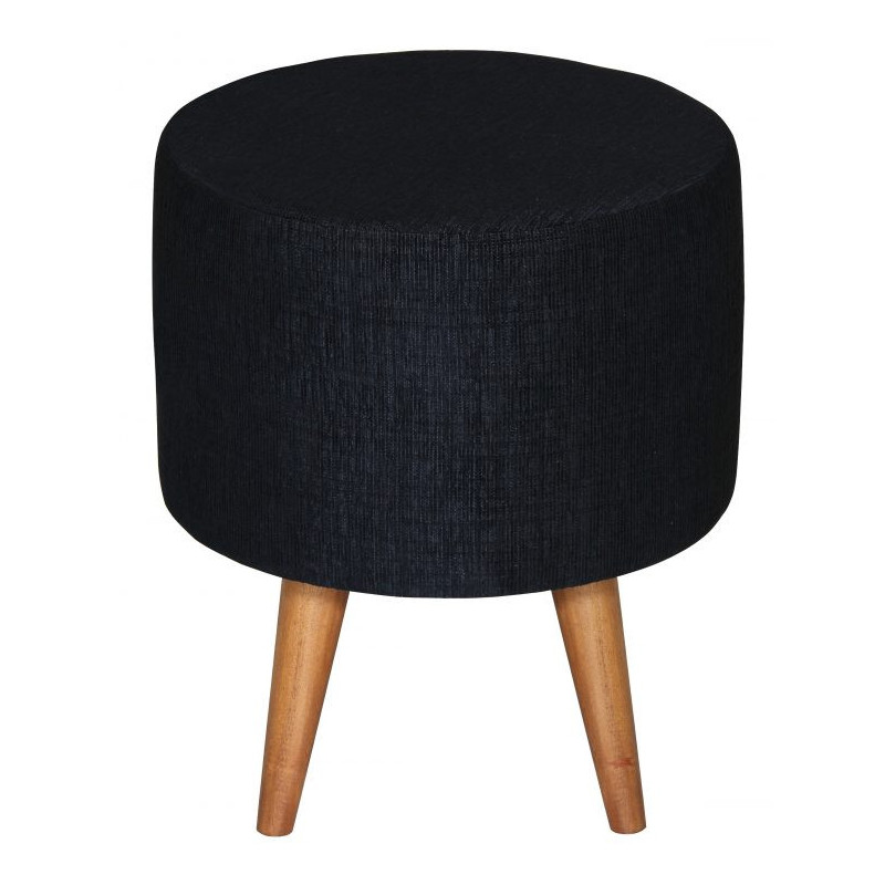 CT Fabric Round Ottoman with Timber Frame and Legs