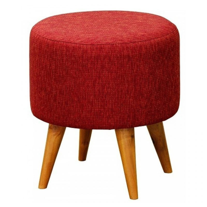 CT Fabric Round Ottoman with Timber Legs