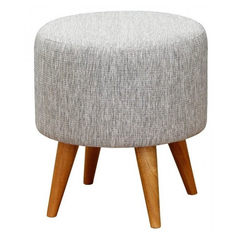 CT Fabric Round Ottoman with Timber Legs