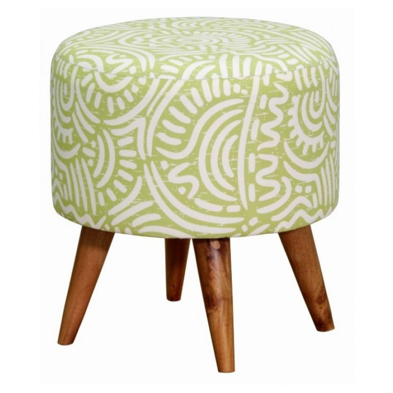 CT Fabric Round Ottoman with Timber Legs
