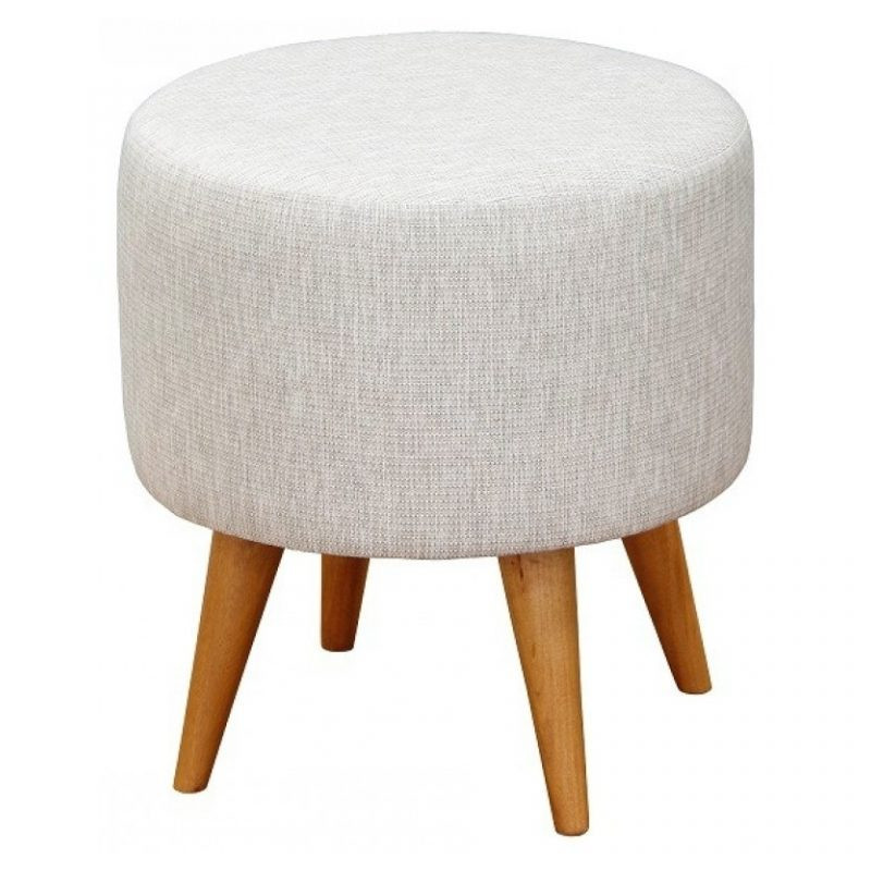 CT Fabric Round Ottoman with Timber Legs
