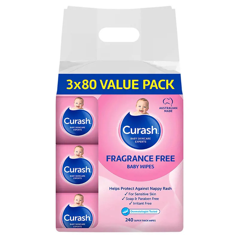 Curash Fragrance Free Baby 240 Wipes Bulk Pack