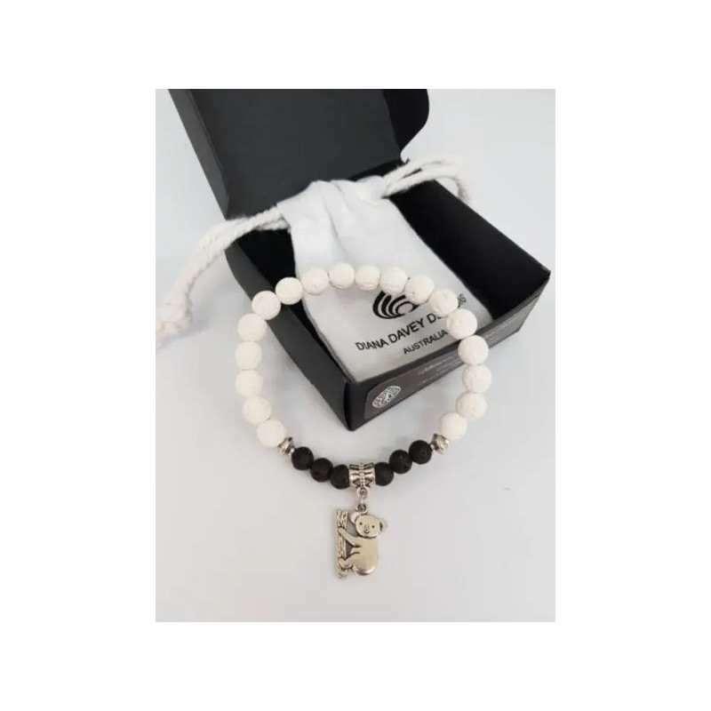 CUTE AND CUDDLY Black and White Lava Stone bracelet