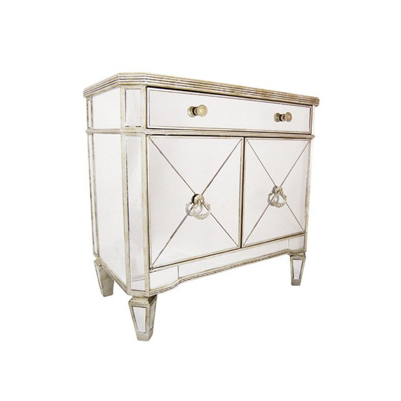 DA Antique Mirror 1 Drawer 2 Door Storage Cabinet