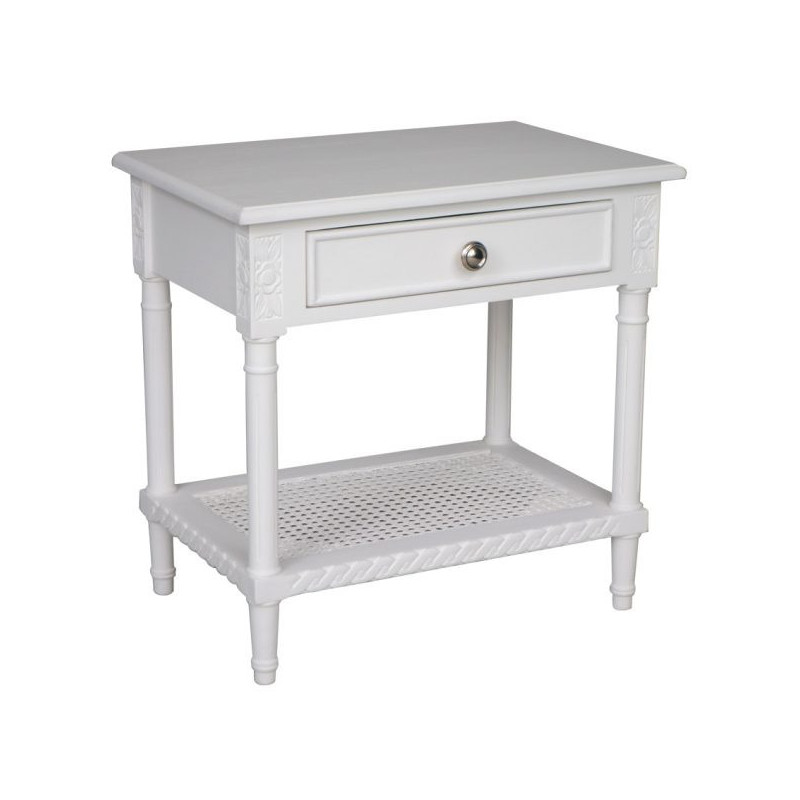 DA Polo 1 drawer Side Table White Rattan