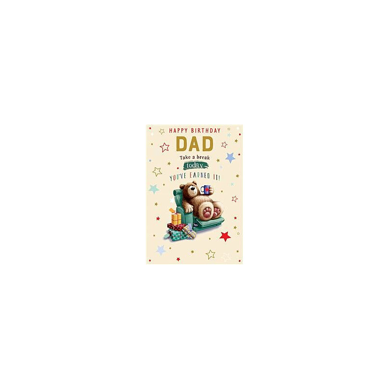 Dad Bear in Chair with Cuppa Greeting Card