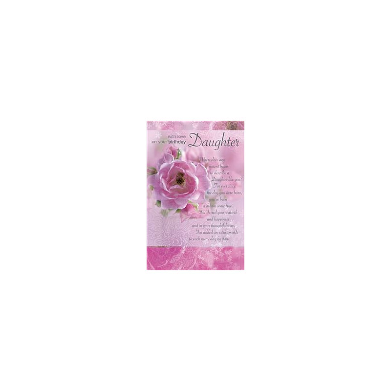 Daughter In Touch Pink Flower Greeting Card