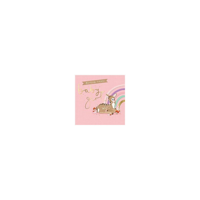 Deer with Rainbow on Pink Check Background Greeting Card LOLS