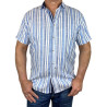 Avalon Stripe Linen S/S Big Mens Shirt - Blue/White