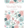 Anniversary Wife Mint and Pink Flowers Glasses Birds Greeting Card
