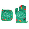 Christmas Jolly Print Oven Mitt & Pot Holder Set