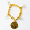 Crystal And Cream Pearl Byzantine Coin Horse Bracet