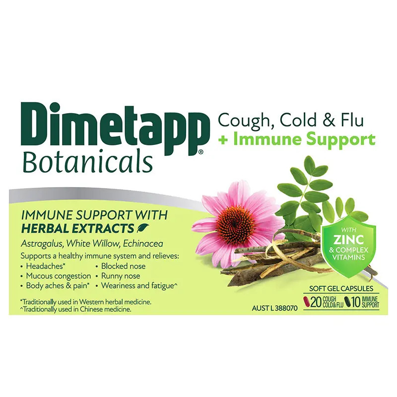 Dimetapp Botanicals Cough Cold & Flu+ Immune Support 20+10 Capsules