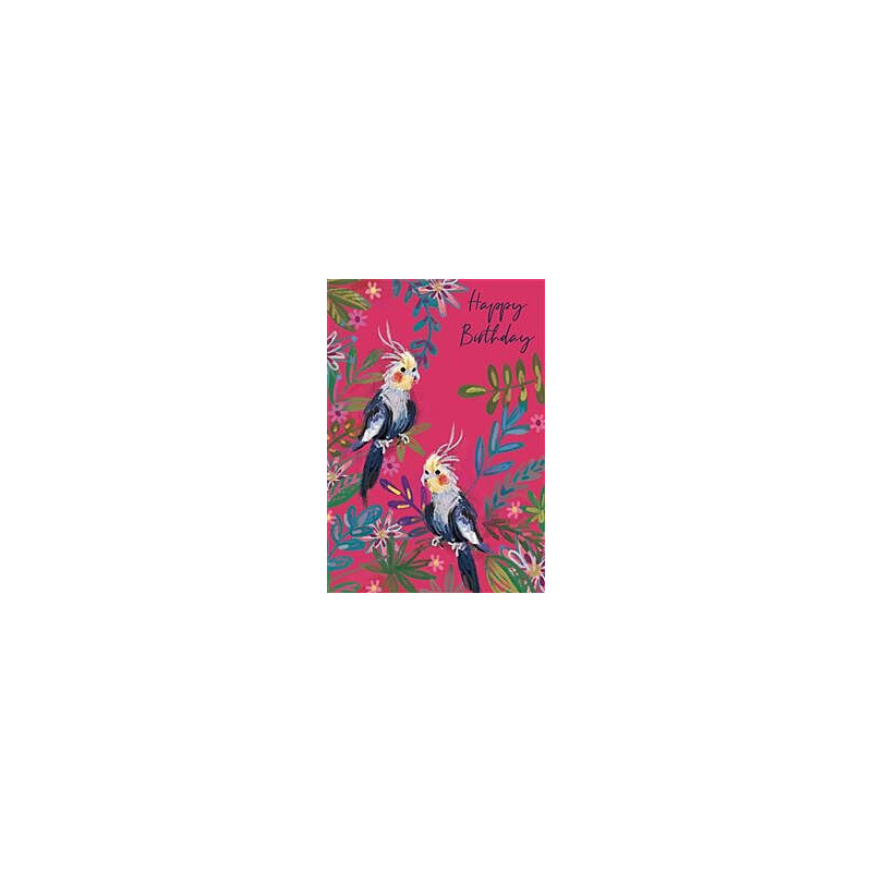 Female Two Birds on Hot Pink Greeting Card