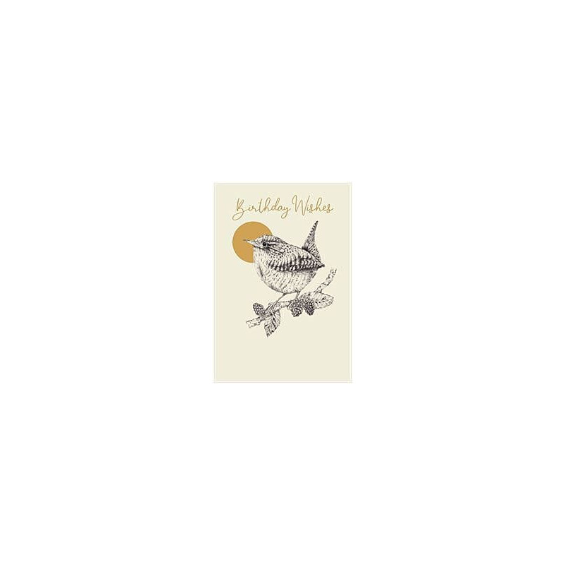Female Wren with Gold Circle Greeting Card