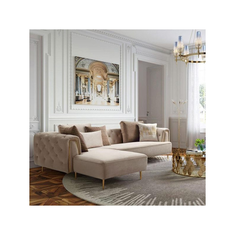 FX Dior 3 Seater Sofa + Left/Right Hand Chaise – Fabric Champagne