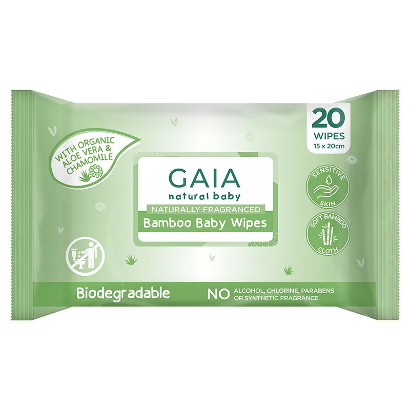 GAIA Natural Baby Bamboo Baby Wipes 20 Pack