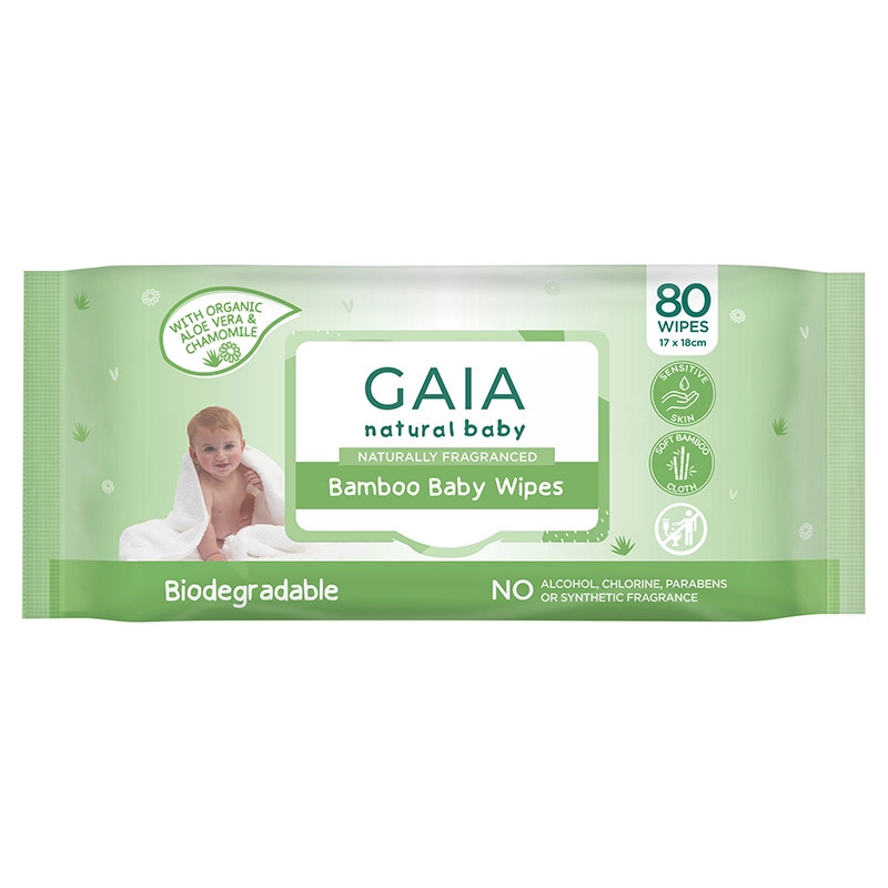 Gaia Natural Bamboo Baby Wipes 80 Pack