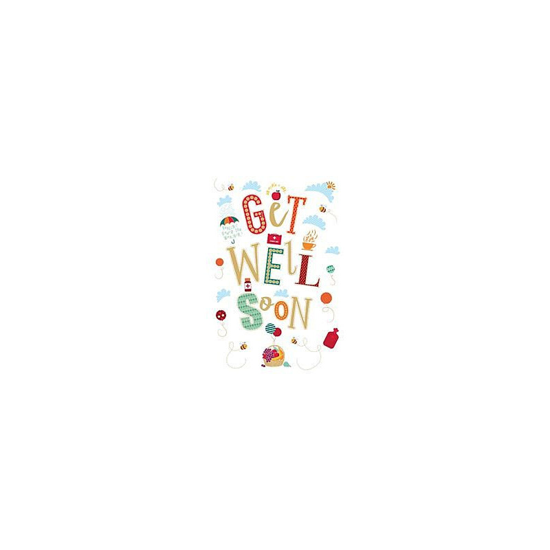Get Well Male Spotted Text Greeting Card