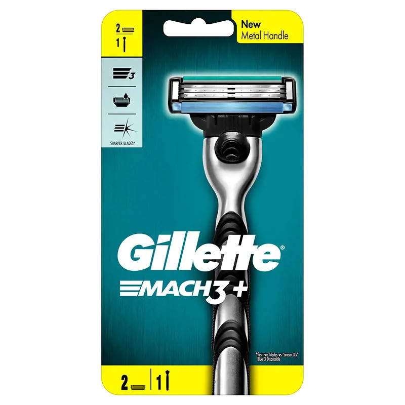 Gillette Mach3+ Razor 1 Handle + 2 Cartridges 1 Pack
