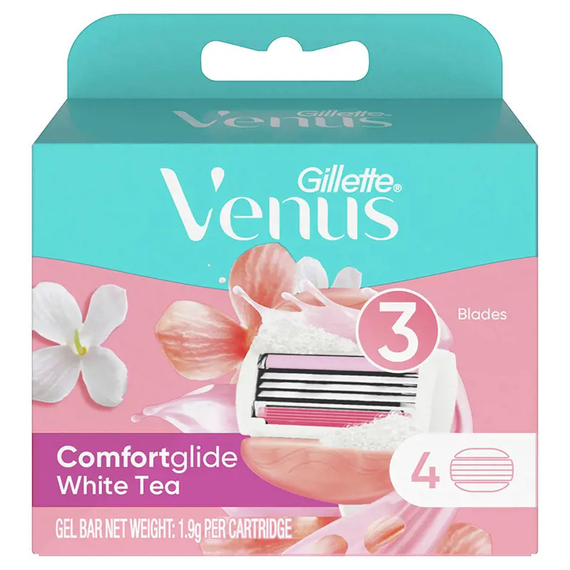 Gillette Venus Comfort Glide White Tea Blade Refills 4 Pack