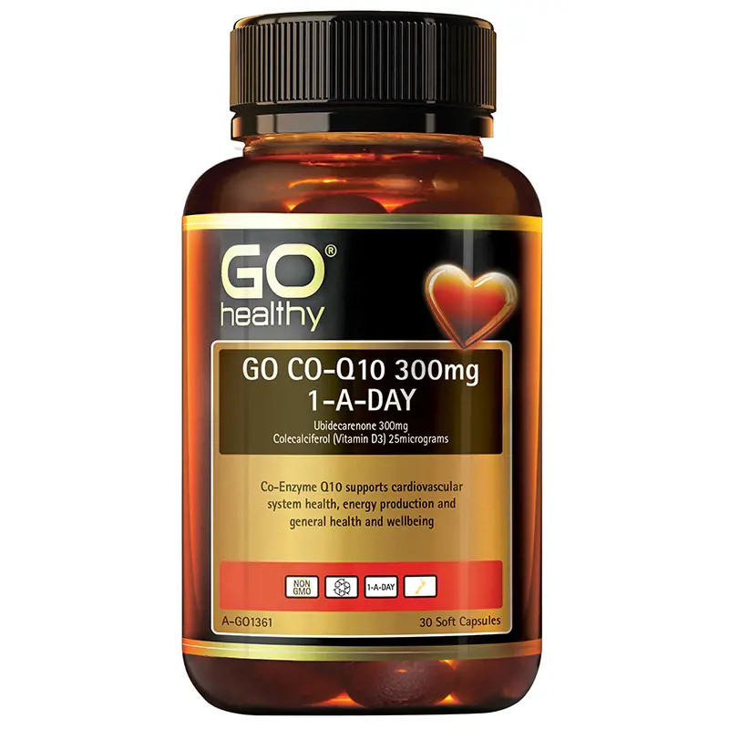 Go Healthy GO Co-Q10 300mg + Vitamin D3 1000IU 30 SoftGel Capsules