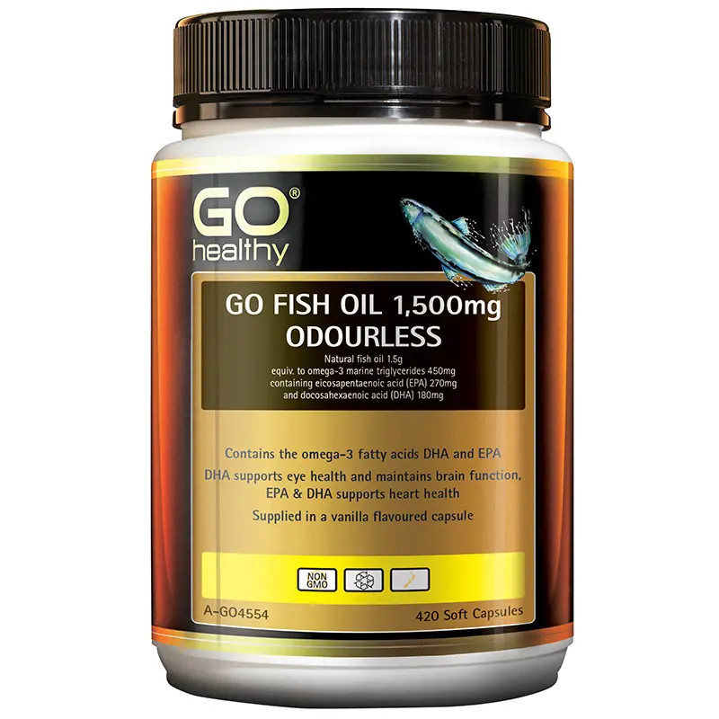 Go Healthy GO Fish Oil 1,500mg Odourless 420 SoftGel Capsules