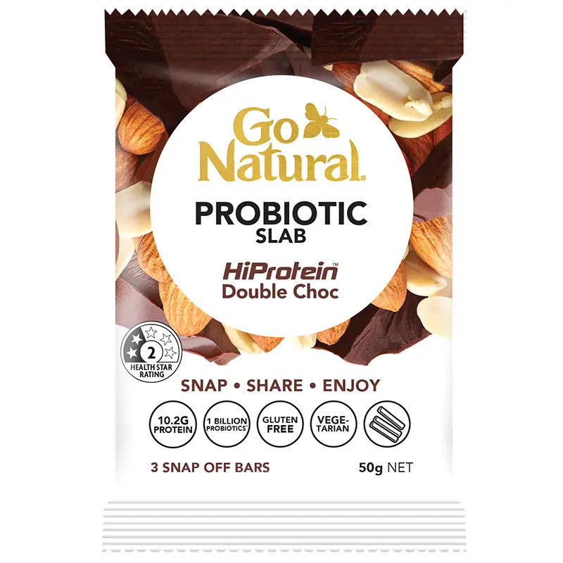 Go Natural Probiotic Slab HiProtein Double Choc 50g