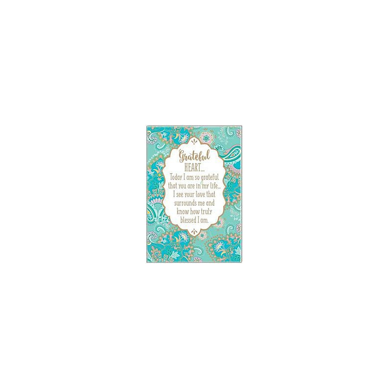 Gratitude Paisley Aqua Gold Greeting Card Lisa Pollock
