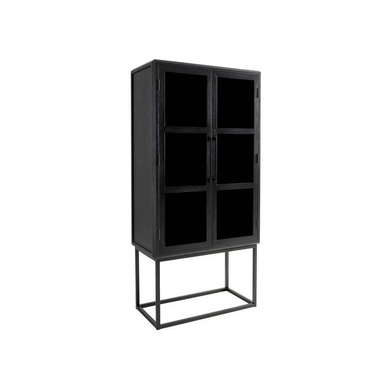 HCL Ada Black Wood & Glass Cabinet w/ Stand