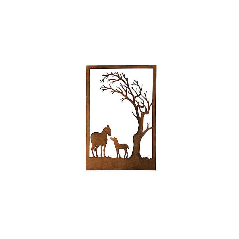Horses Under Tree Metal Garden Wall Art