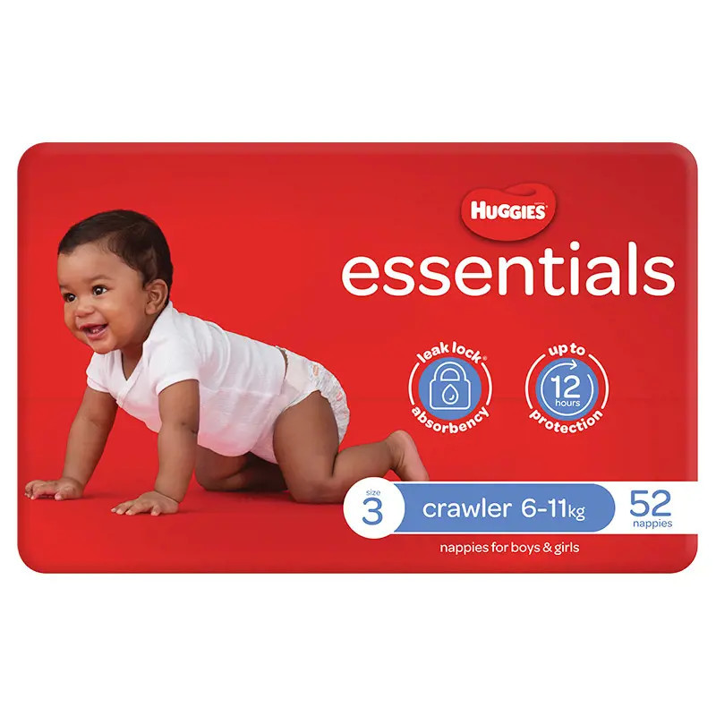 Huggies Essentials Unisex Size 3 Crawler (6 - 11kg) 52 Nappies