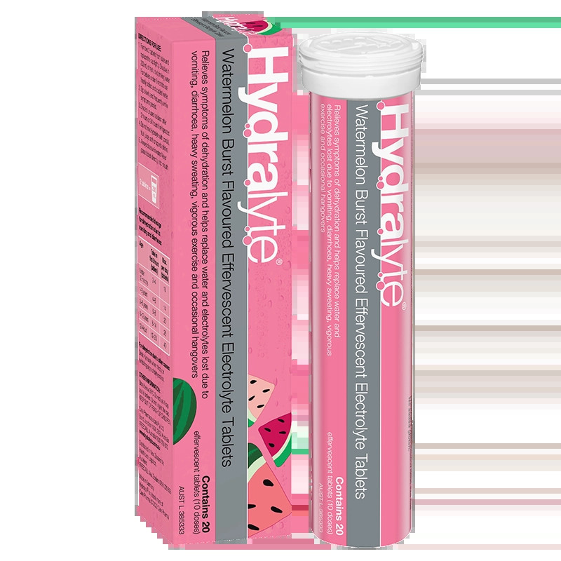 Hydralyte Effervescent Electrolyte Tablets Watermelon Burst Flavoured 20 Tablets