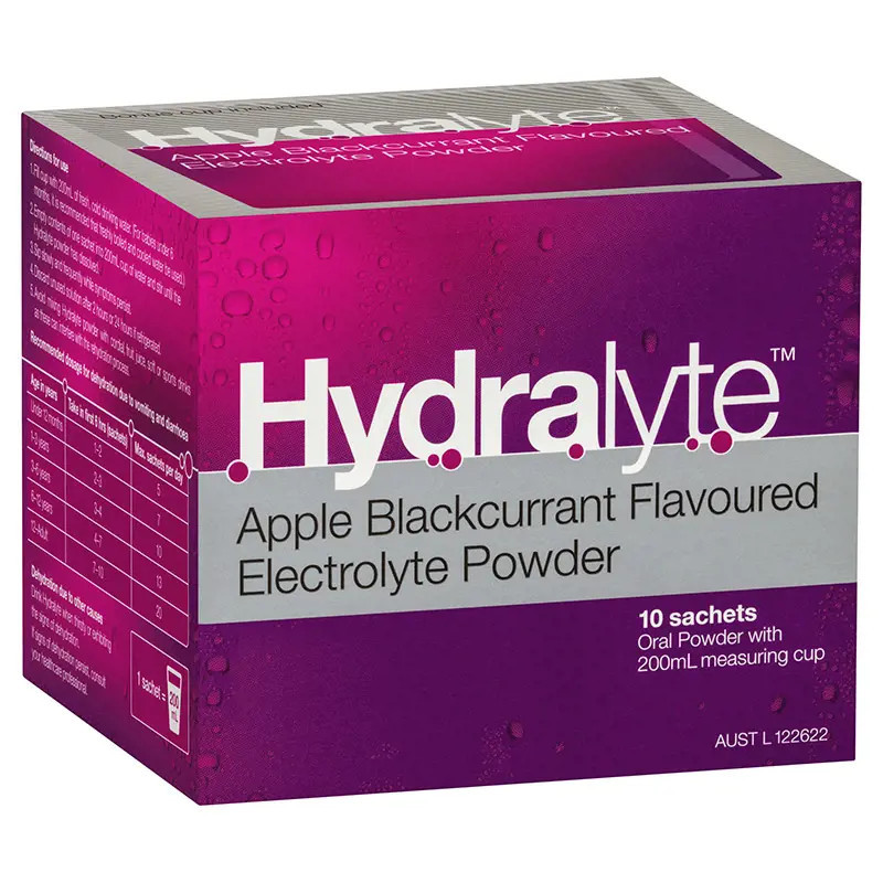 Hydralyte Electrolyte Apple Blackcurrant Powder Sachets 10 Pack