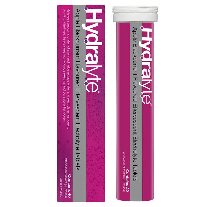 Hydralyte Electrolyte Effervescent Apple Blackcurrant 20 Tablets
