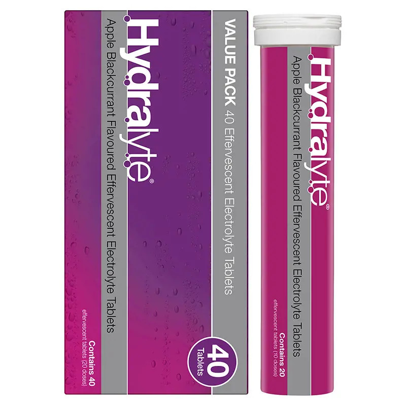 Hydralyte Electrolyte Effervescent Apple Blackcurrant 40 Tablets